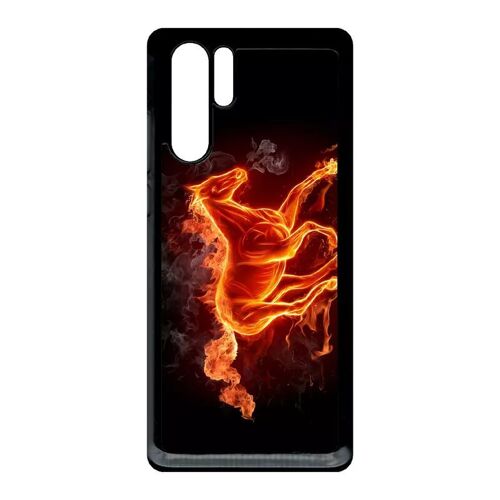 Coque Pour Huawei P30 Pro - Cheval En Feu - Noir