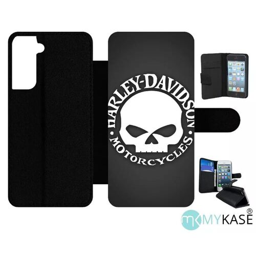 Etui À Rabat Pour Galaxy S21 5g - Harley Davidson Motors Tete - Simili-Cuir - Noir