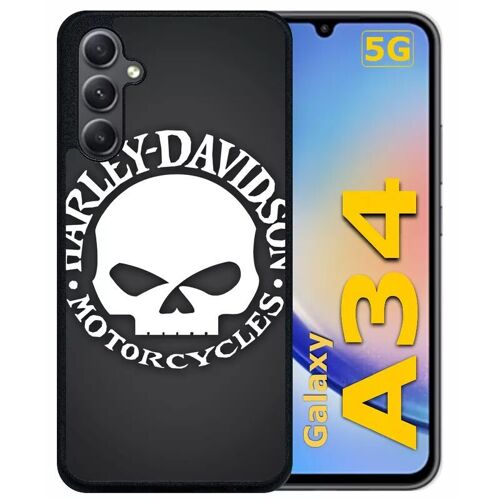 Coque Pour Galaxy A34 - Harley Davidson Motors Tete - Silicone - Noir