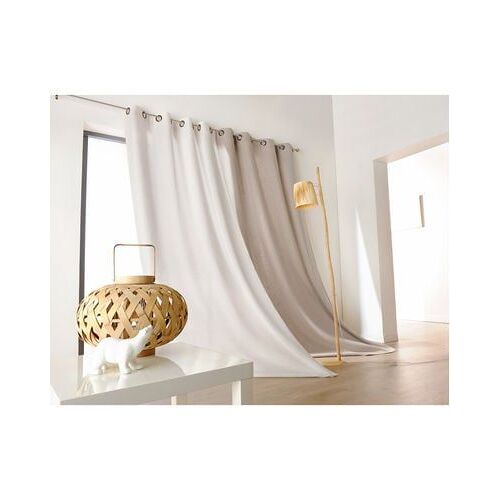 Linder - Rideau uni naturel poly/lin écru 135 x 260 cm - Beige