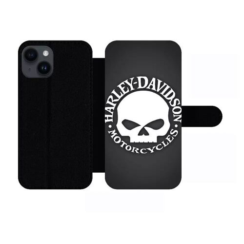 Etui À Rabat Pour Iphone 14 - Harley Davidson Motors Tete - Simili-Cuir - Noir