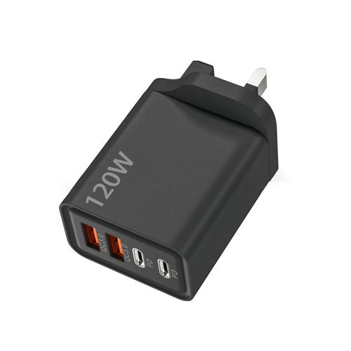 Chargeur Usb Total 120w,4 Ports Pd,Charge Rapide,Usb Qc 3.0 Type C,Prise Eu/Us/Uk,Pour Xiaomi Iphone 15 Pro Max,Adaptateur Mural--Black Uk Plug