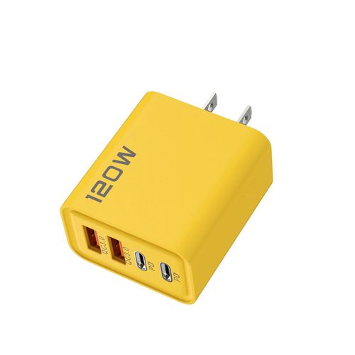 Chargeur Usb Total 120w,4 Ports Pd,Charge Rapide,Usb Qc 3.0 Type C,Prise Eu/Us/Uk,Pour Xiaomi Iphone 15 Pro Max,Adaptateur Mural--Yellow Us Plug