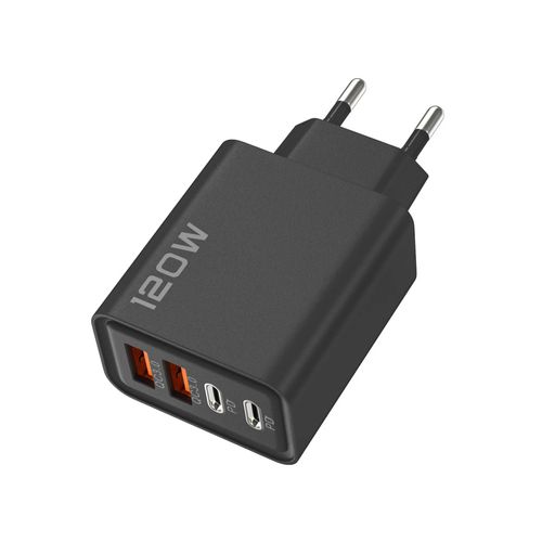 Chargeur Usb Total 120w,4 Ports Pd,Charge Rapide,Usb Qc 3.0 Type C,Prise Eu/Us/Uk,Pour Xiaomi Iphone 15 Pro Max,Adaptateur Mural--Black Eu Plug