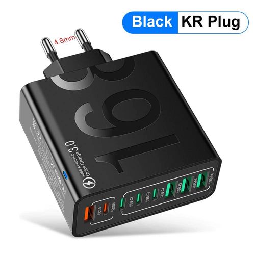Chargeur Usb Multi-Ports 150w Pd,Charge Rapide,Adaptateur De Téléphone Pour Iphone 15,Samsung Xiaomi Type C,Prise Ue/Us,Chargeur Mural--Kr Plug Black