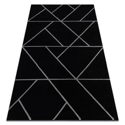 180x270 Cm Tapis Emerald Exclusif 7543 Glamour, Élégant Géométrique Noir / Argent