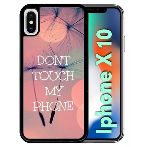 Coque Pour Iphone X - Dont Touch My Phone Fond Rose Poudree - Noir