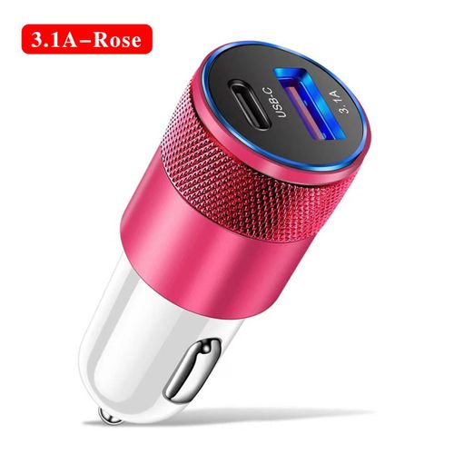 Chargeur De Voiture Usb 3.L'autorisation Type C,Charge Rapide,Adaptateur De Téléphone Pour Xiaomi,Huawei Pd,Prise,Allume-Cigare Laguna Ette--Rose