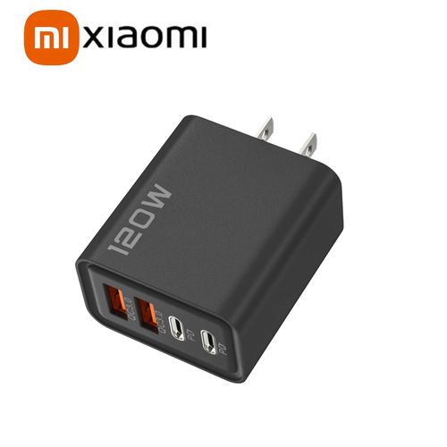 Xiaomi 120W téléphone chargeur rapide 4 ports USB Type C chargeur Charge rapide Charge rapide 3.0 adaptateur pour iPhone Samsung Huawei--Black US