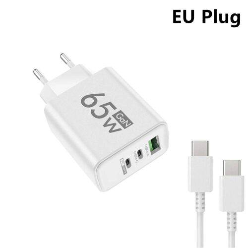Chargeur Usb À 3 Ports Pd Type C, Adaptateur De Charge Rapide Mural, Prise Eu Us Kr, Pour Iphone 16, Xiaomi, Samsung, Huawei Eu White 1m Cc Cable