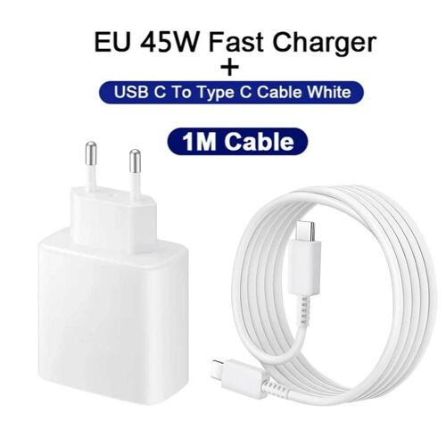 45w Charge Rapide Pour Samsung Usb C Chargeur Pd Charge Rapide 3.0 Charge Murale Pour Galaxy Plus Usb Type C Câble Accessoires De Téléphone Eu White With Cable