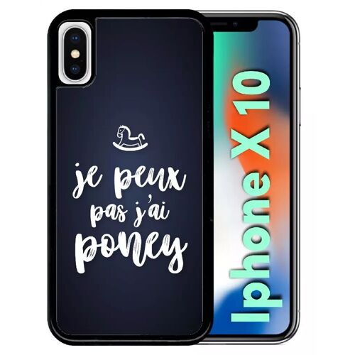 Coque Pour Iphone X - Je Peux Pas Jai Poney Fond Noir - Noir