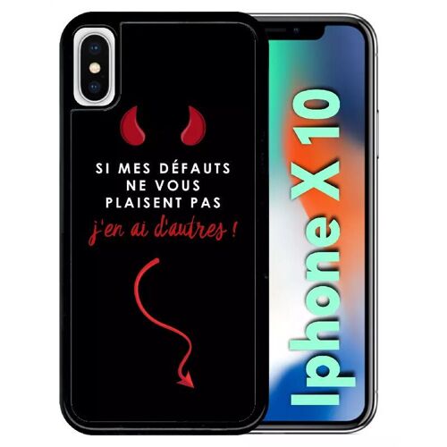 Coque Pour Iphone X - Citation Dfauts - Noir