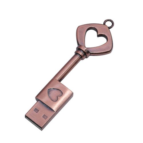 Clé USB 2.0 en forme de c?ur en métal,clé Flash haute vitesse 64 go,clé d'amour en cuivre,clé mémoire 32 go,cadeau d'affaires à la mode,disque U-Style B-128 Go