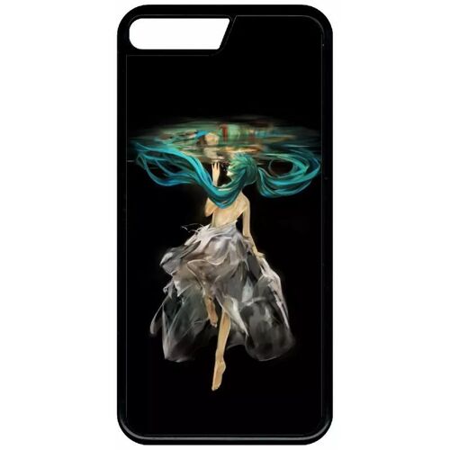 Coque Pour Iphone Se 2022 - Manga Fille Cheveux Bleu - Silicone - Noir