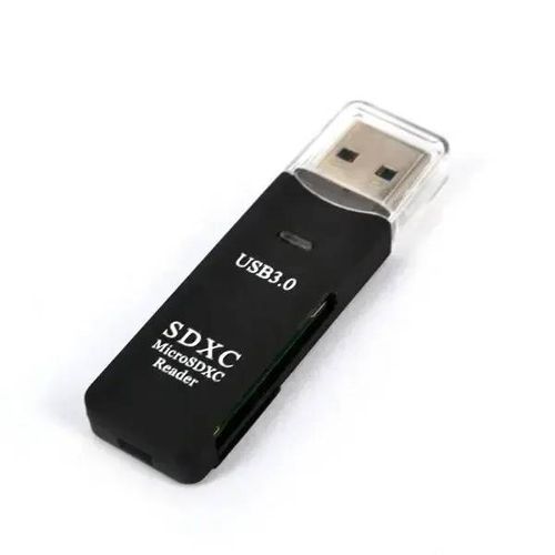 Mini lecteur de cartes multiples 2 en 1 haute vitesse,USB 3.0,carte Micro SD TF,adaptateur de clé USB mémoire ¿--Black-3.0