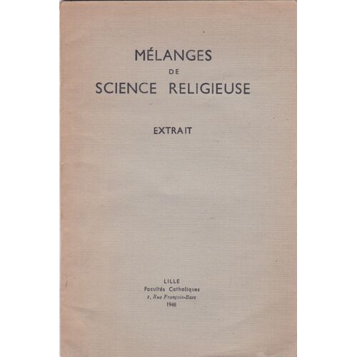Mélanges De Science Religieuse Extrait: L' Expérience De L' Esprit Chez Saint- Paul