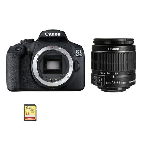 CANON EOS 2000D reflex 24.1 mpix Black KIT EF-S 18-55mm F3.5-5.6 IS II + SD 32Go