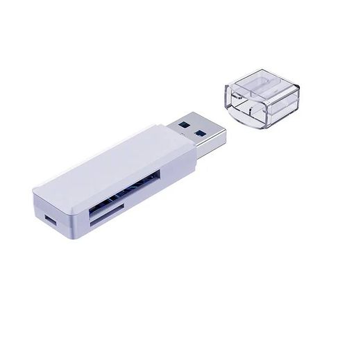 Lecteur de carte USB3.0 Micro SD HC XC TF MIMC RSMMC,adaptateur de vue pour graveur de carte mémoire,Dongle lumière LED,extension de mémoire pour ordinateur portable--BLANC