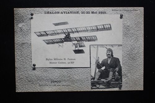 Cpa Chalon-Aviation 21-22 Mai 1911 - Junod Spécialiste De Vols Avec Passagers - Biplan Militaire Farman - Carte Postale Ancienne - N'a Pas Circulé