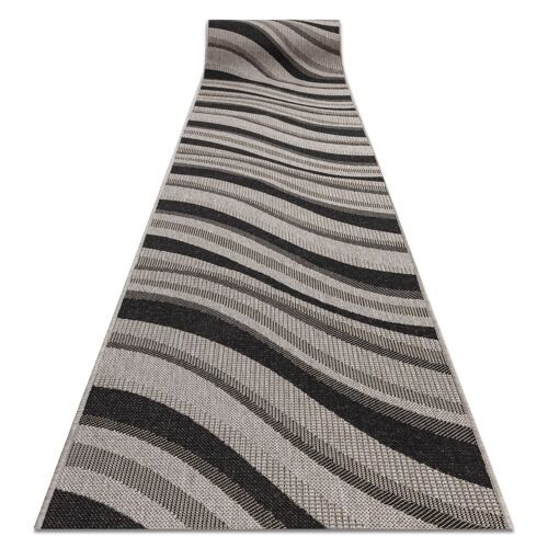 120x870 Cm Tapis De Couloir Sizal Floorlux Modèle 20353 Argentin / Noir 120 Cm