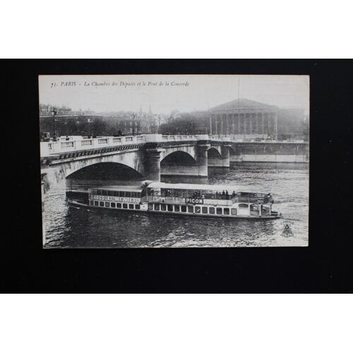 Cpa Paris - Chambre Des Députés - Pont De La Concorde, Bateau Mouche - Publicité Picon Dubonnet Menier - Carte Postale Ancienne - N'a Pas Circulé