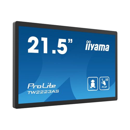 iiyama ProLite TW2223AS-B1 - Écran LED - 22" (21.5" visualisable) - fixe - écran tactile - 1920 x 1080 Full HD (1080p) - VA - 400 cd/m² - 3000:1 - 18 ms - HDMI - haut-parleurs - noir, mat