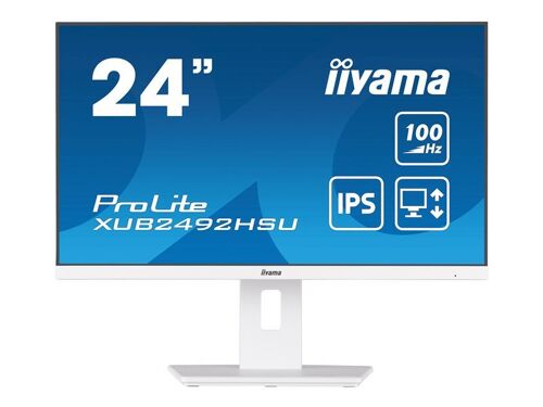iiyama ProLite XUB2492HSU-W6 - Écran LED - 24" (23.8" visualisable) - 1920 x 1080 Full HD (1080p) @ 100 Hz - IPS - 250 cd/m² - 1300:1 - 0.4 ms - HDMI, DisplayPort - haut-parleurs - blanc mat