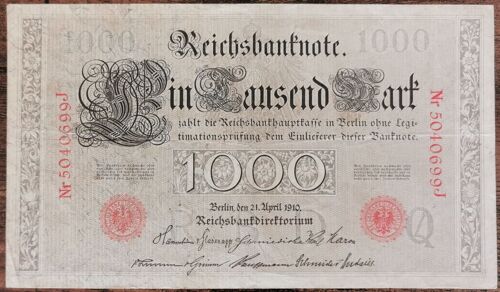 Billet Allemagne 1000 Mark 21 - 4 - 1910 / Reichsbanknote / Rouge