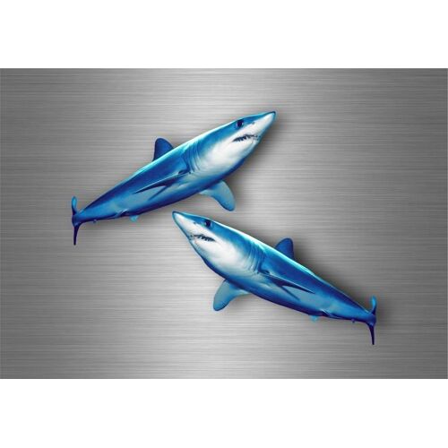 2x Autocollant Sticker Voiture Moto Peche Requin Taupe Poisson Pecheur