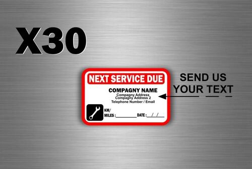 50x Sticker Next Service Prochaine Revision Voiture Entretien Personnalisable