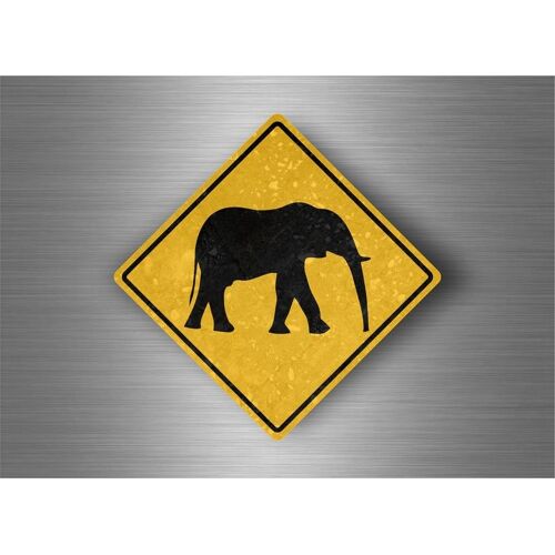 Autocollant Sticker Laptop Panneau Route Safari Attention Elephant
