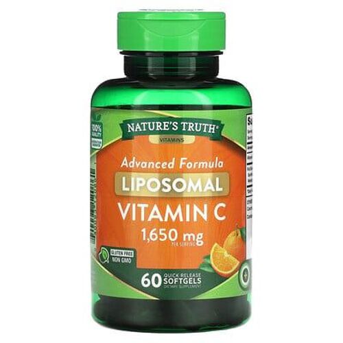 Nature's Truth Vitamine C Liposomale, Formule Avancée, 1650 Mg, 60 Capsules À Enveloppe Molle À Libération Rapide (550 Mg Pièce) 