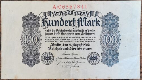 Billet Allemagne 100 Mark 4 - 8 - 1922 / Reichsbanknote