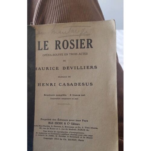 Maurice Devilliers Le Rosier Musique De Henri Casadesus Max Eschig 1914