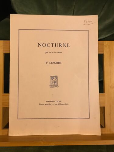 F. Lemaire Nocturne Pour Cor En Fa Et Piano Partition Éditions Leduc