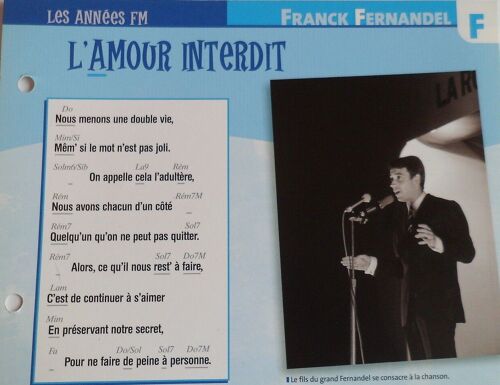 Fiche Chanson L'amour Interdit Franck Fernandel