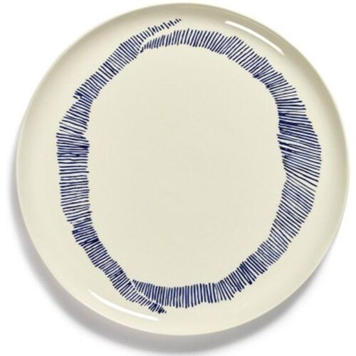 Assiette De Service Feast Ottolenghi Blanc Rayures Bleu Foncé - Serax