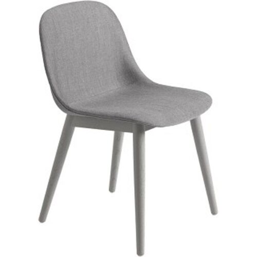 Chaise Fiber tissu Remix 133 gris & piètement bois - Muuto