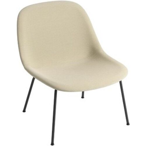 Chaise lounge Fiber tissu beige Steelcut Trio 236 & piètement acier - Muuto