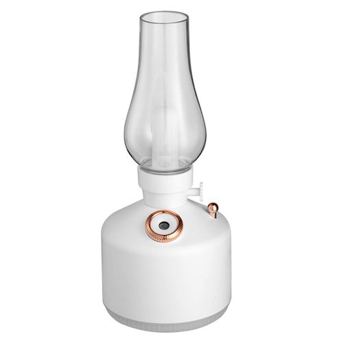 Humidificateur lanterne lampe rétro unique, rechargeable par USB, humidificateur d'aromathérapie de bureau silencieux et multifonctionnel pour la décoration de la pièce, blanc