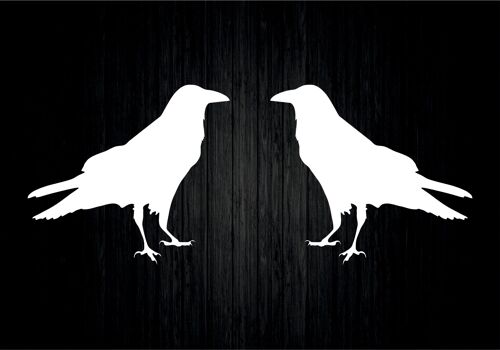 2x Autocollant Sticker Corbeaux Oiseau Raven Odins Viking Crow Voiture Moto R5