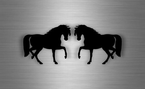 2x Autocollant Sticker Voiture Moto Scrapbooking Cheval Silhouette Noir