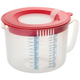 Dr Oetker 1803 Verre Mélangeur Et Doseur 2,2 Litres, Verre Mesureur, Verre Doseur Pâtisserie, Verre Gradué, Plastique, Blanc, Rouge, 2,2 Litres