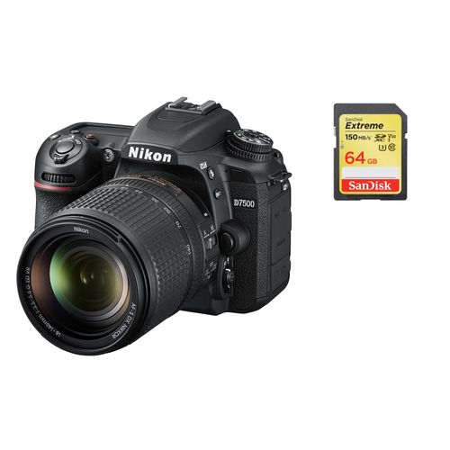 NIKON D7500 reflex 20.9 mpix KIT AF-S 18-140MM F3.5-5.6G ED VR DX + 64GB SD card
