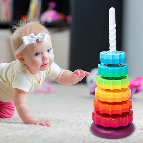 Jouet Empilable Et Cercle De Nidification Pour Bébé, Jouet De Roue Tournante Arc-En-Ciel Montessori Toys Baby Ring Stacker Cadeau Pour Bébés 1 2 Ans