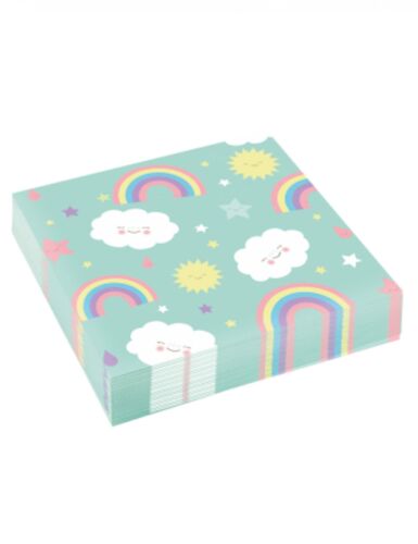 20 Serviettes En Papier Petit Nuage Menthes 33 X 33 Cm