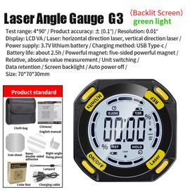 Rapporteur numérique à laser vert,mesure d'angle,inclinomètre 3 en 1,boîte de niveau laser,charge de type C,compteur d'angle,outils de mesure - Type G3 Green Laser