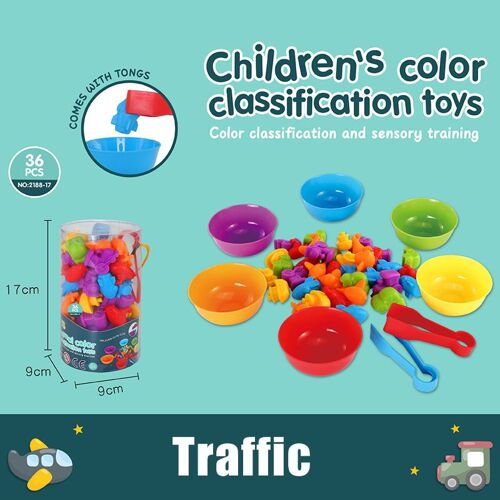 Jeux Montessori 3 4 5 Ans,Outils De Trafic Forme Jouet Pour Comptage Et Tri Jeu Les Couleurs Compter Jouet Enfant Cadeau Garcon Fille 3-5 Ans