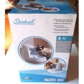 Fontaine À Eau En Cascade Drinkwell Platinum 5l - Distributeur D'eau Pour Chat Et Chien - Débit Réglable - Neuve Dans Son Carton D'origine Avec Mode Emploi Et 3 Filtres